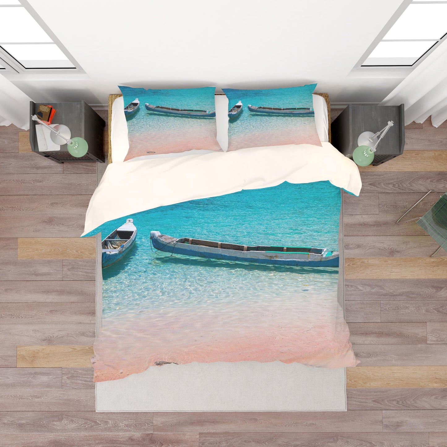 3D Blue Sea Boat Quilt Cover Set Bedding Set Pillowcases 23
