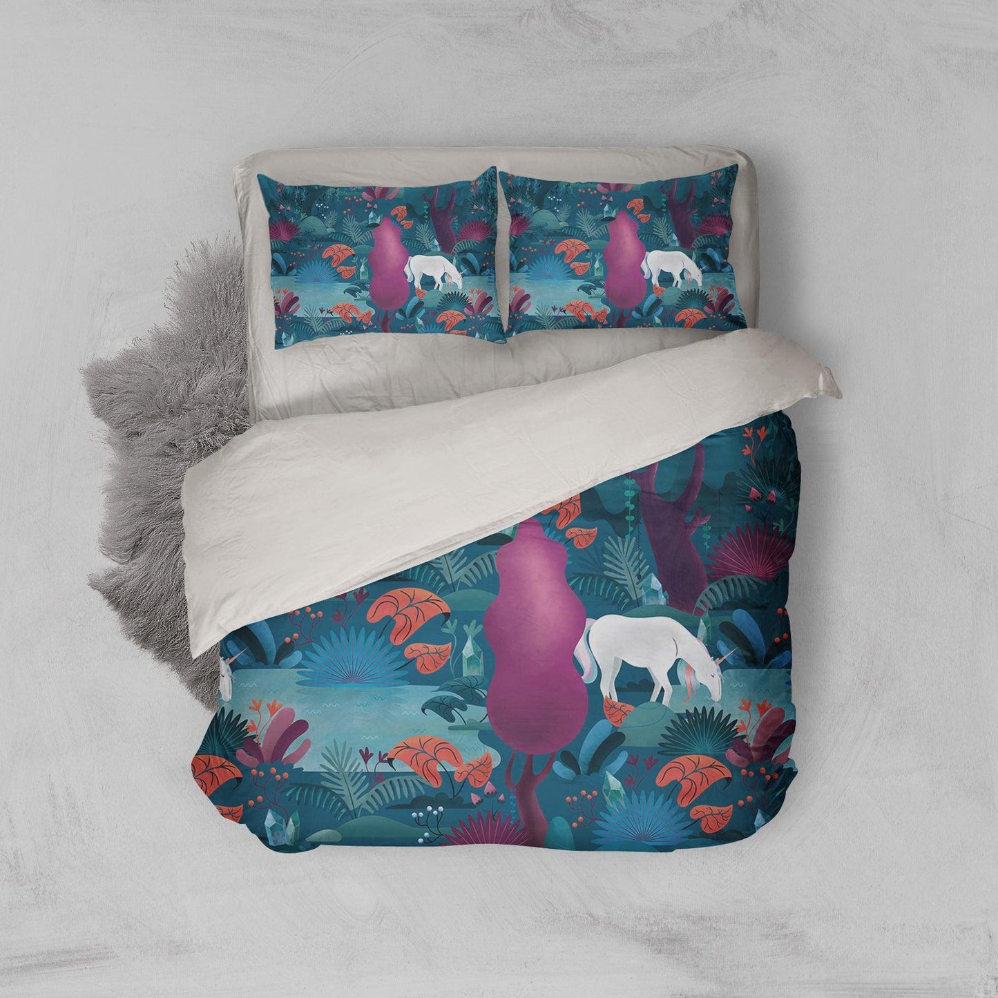 3D Cartoon Forest Unicorn Quilt Cover Set Bedding Set Pillowcases 131