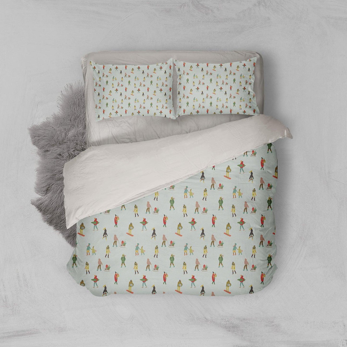 3D Blue Ski Skating Winter Quilt Cover Set Bedding Set Pillowcases 213