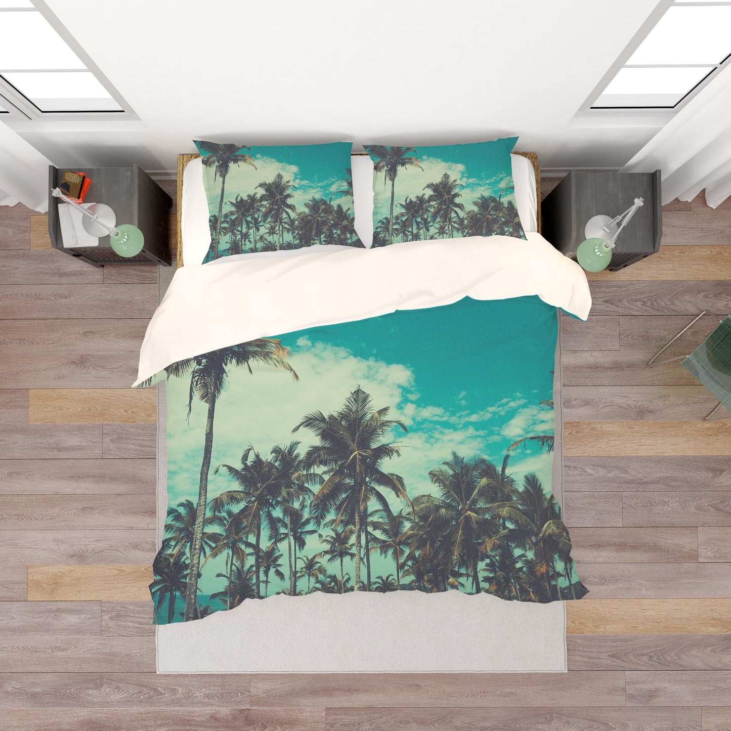 3D Blue Sea Coconut Tree Quilt Cover Set Bedding Set Pillowcases 24