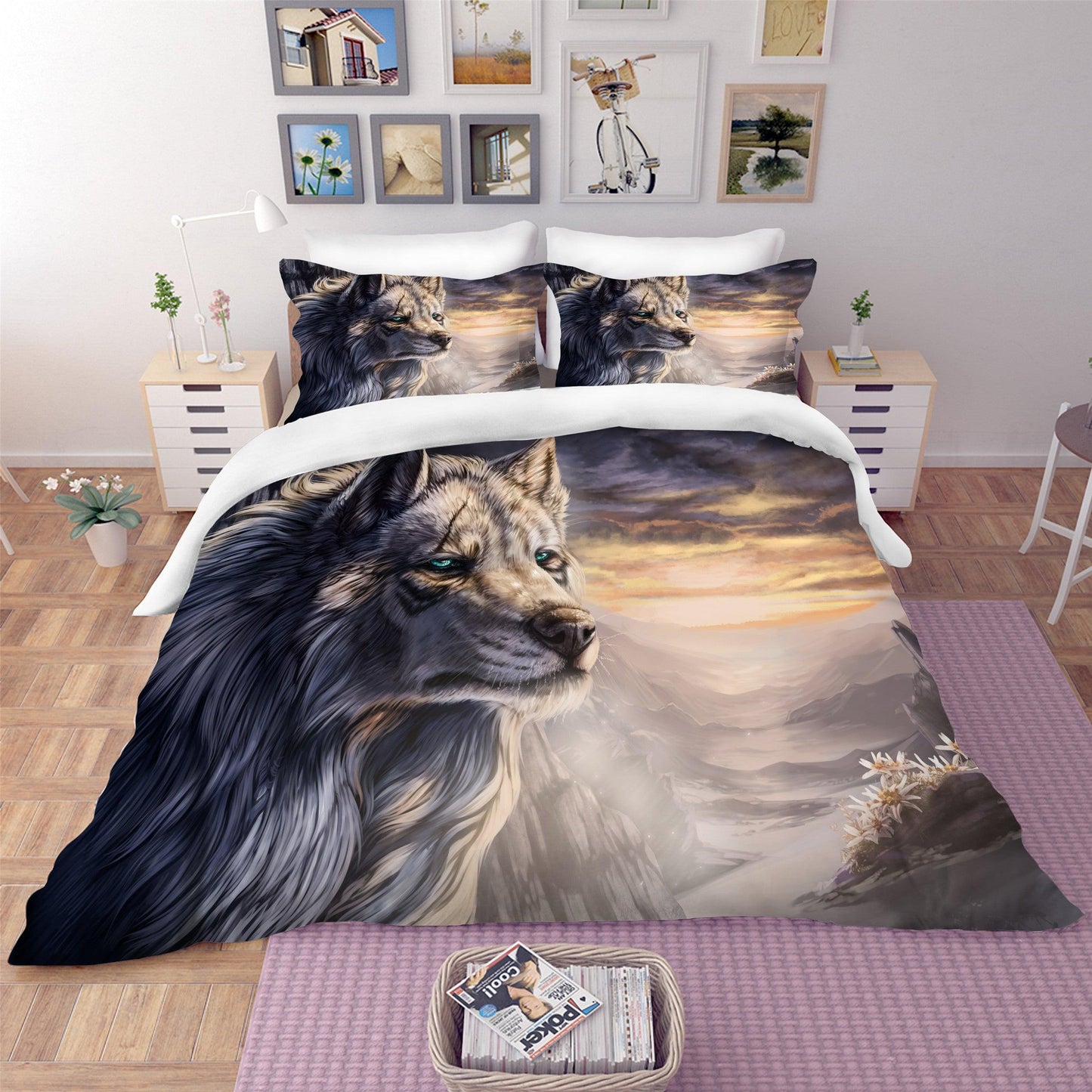 3D Abstract Wolf Quilt Cover Set Bedding Set Pillowcases 24