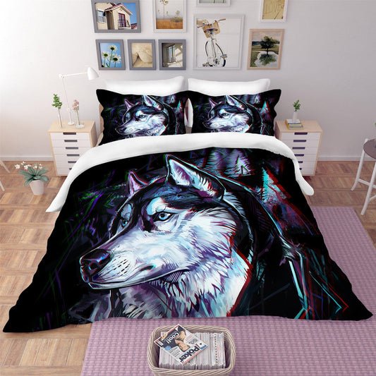 3D Black Wolf Quilt Cover Set Bedding Set Pillowcases 26
