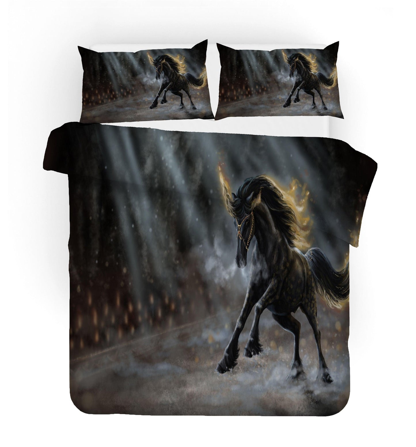 3D Black Horse Quilt Cover Set Bedding Set Pillowcases 38