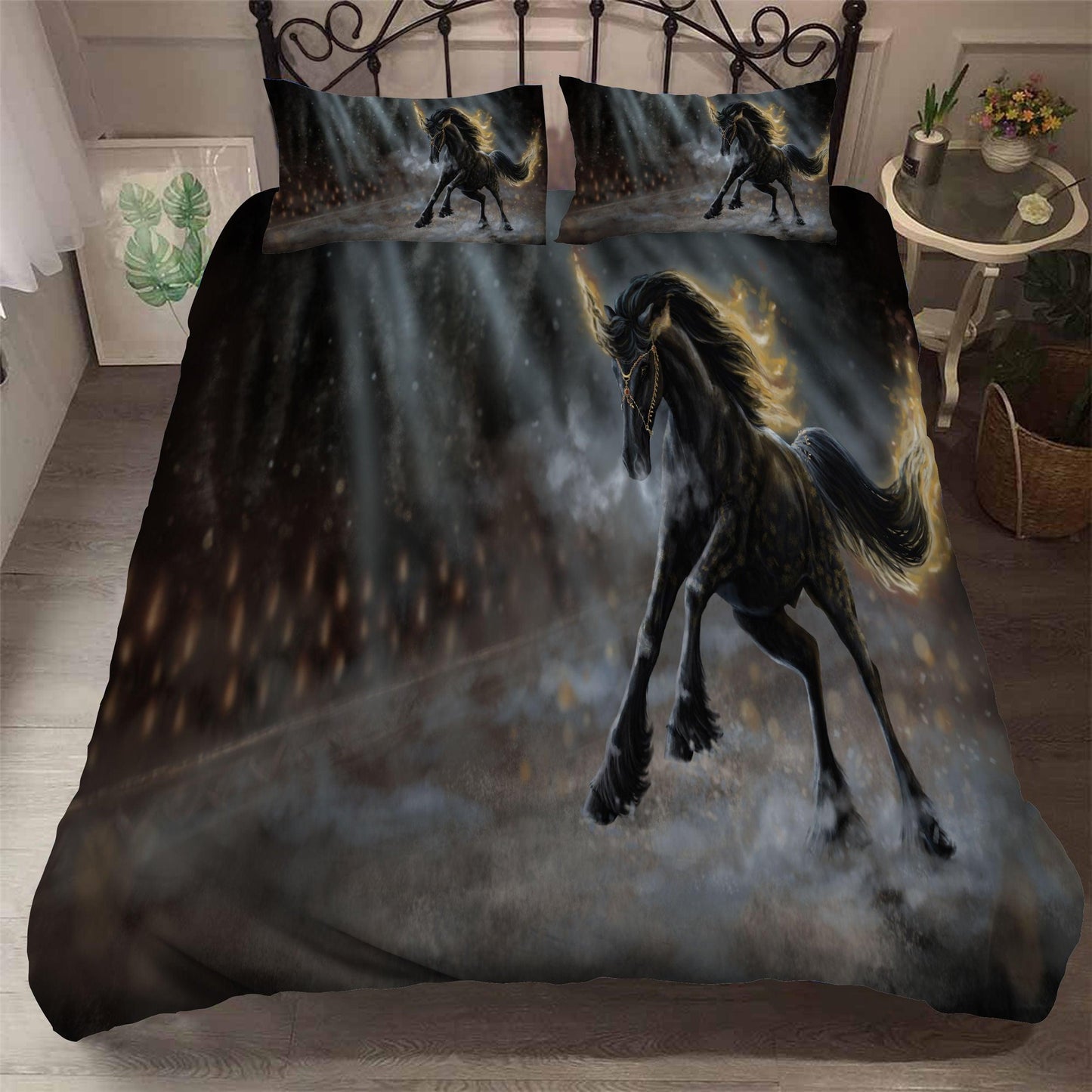 3D Black Horse Quilt Cover Set Bedding Set Pillowcases 38
