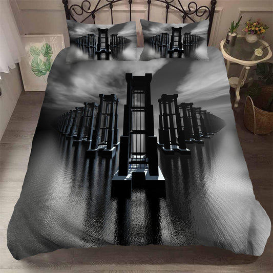 3D Black Lake Building Quilt Cover Set Bedding Set Pillowcases 59