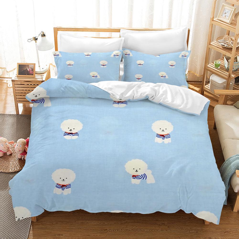 3D Cartoon Bichon Quilt Cover Set Bedding Set Pillowcases 94