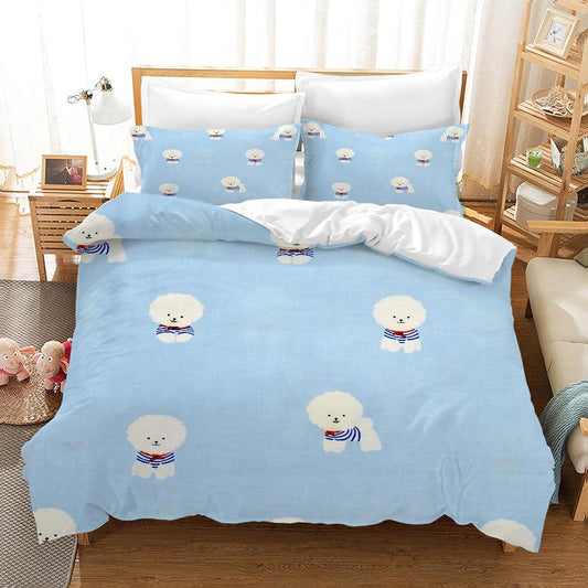 3D Cartoon Bichon Quilt Cover Set Bedding Set Pillowcases 94