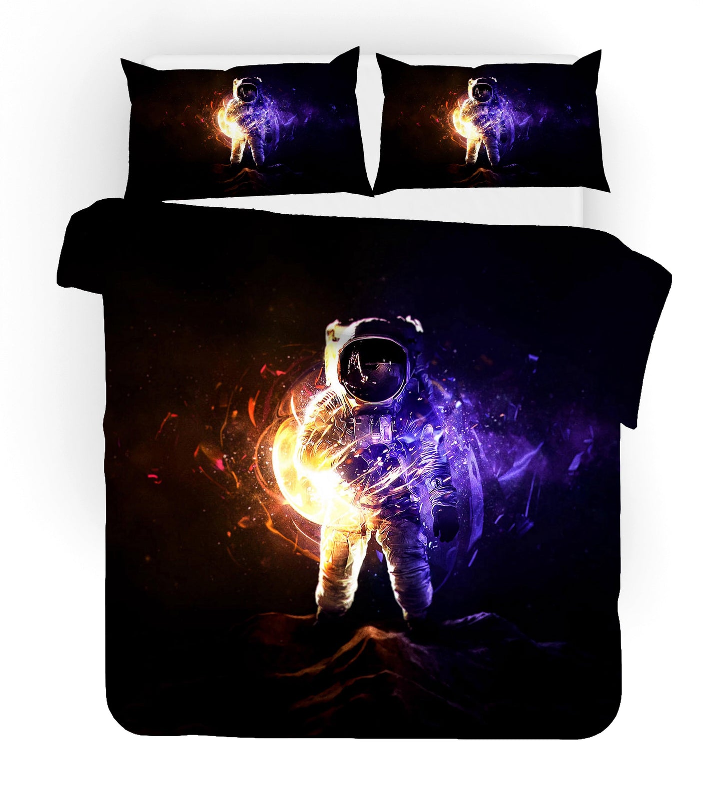 3D Black Purple Astronaut Quilt Cover Set Bedding Set Duvet Cover Pillowcases SF46
