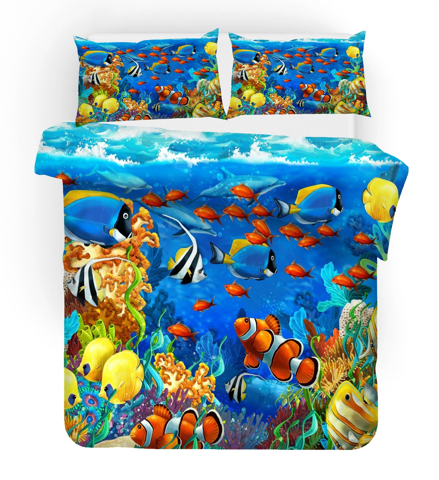 3D Blue Seabed Ocean Fish Quilt Cover Set Bedding Set Pillowcases 61