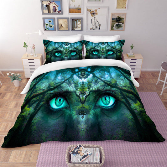 3D Blue Elf Cat Quilt Cover Set Bedding Set Pillowcases 62