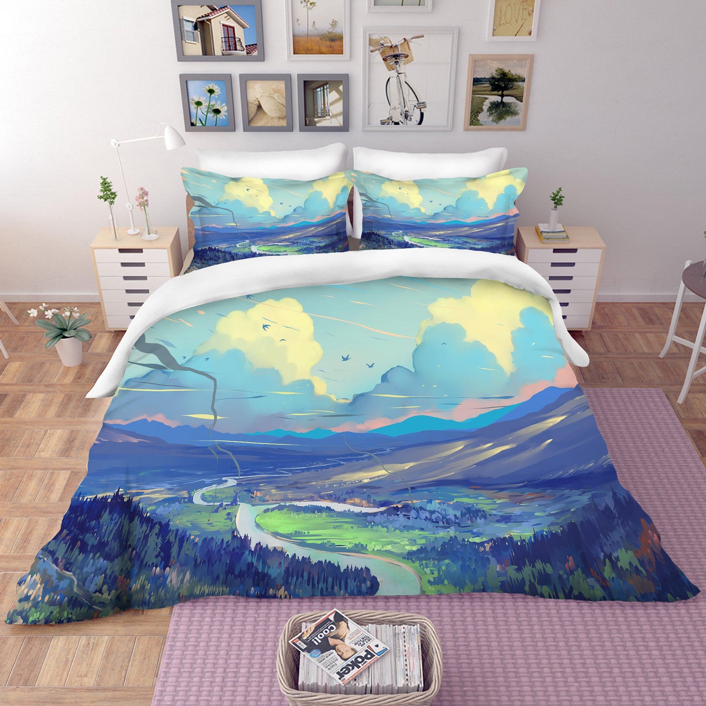 3D Blue Ink Landscape Quilt Cover Set Bedding Set Pillowcases 85