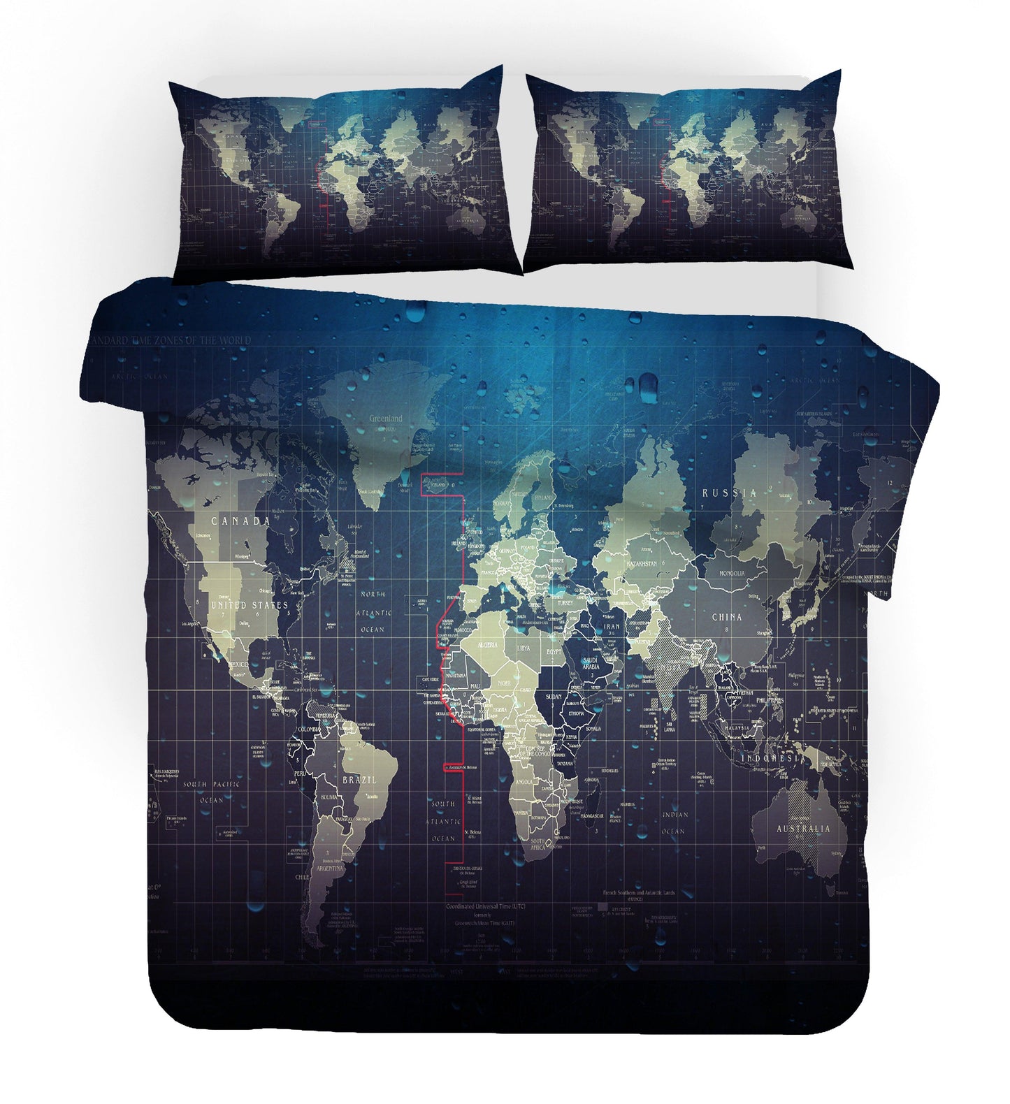3D Blue World Map Quilt Cover Set Bedding Set Pillowcases 67