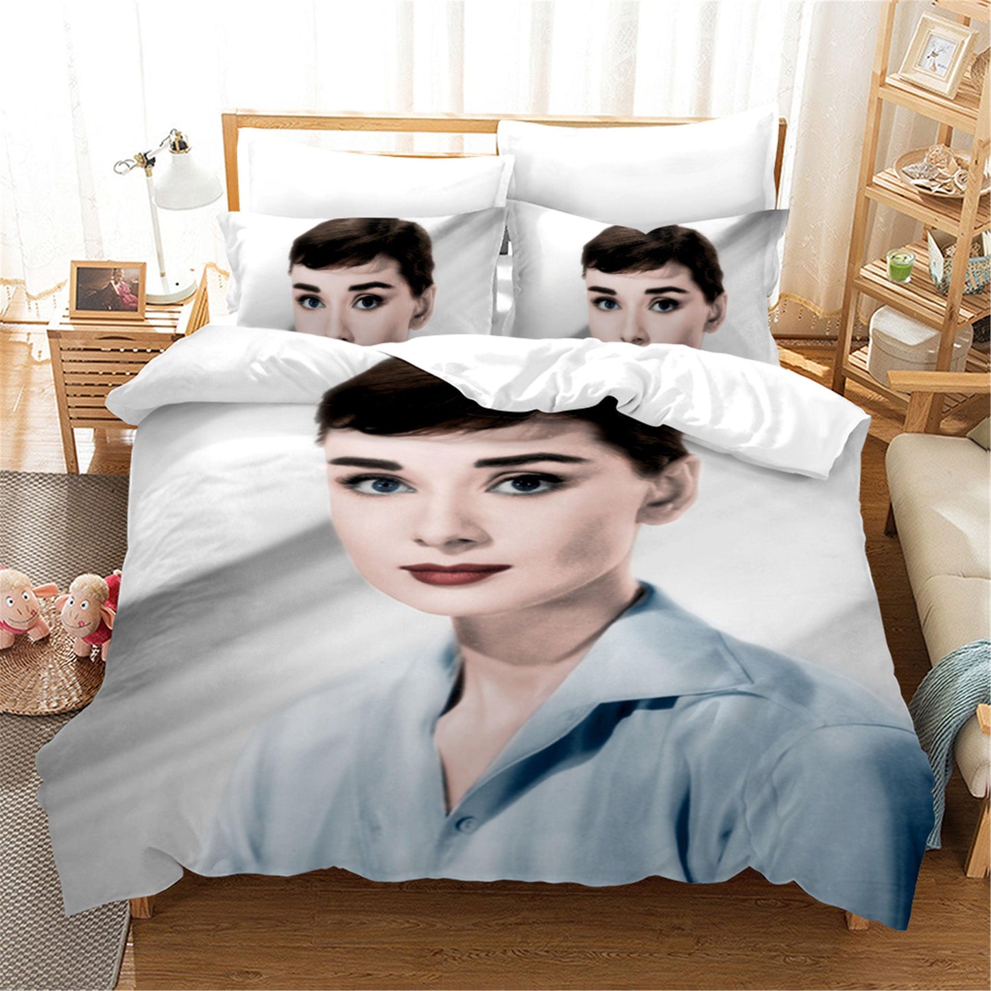 3D Audrey Hepburn Quilt Cover Set Bedding Set Duvet Cover Pillowcases SF24