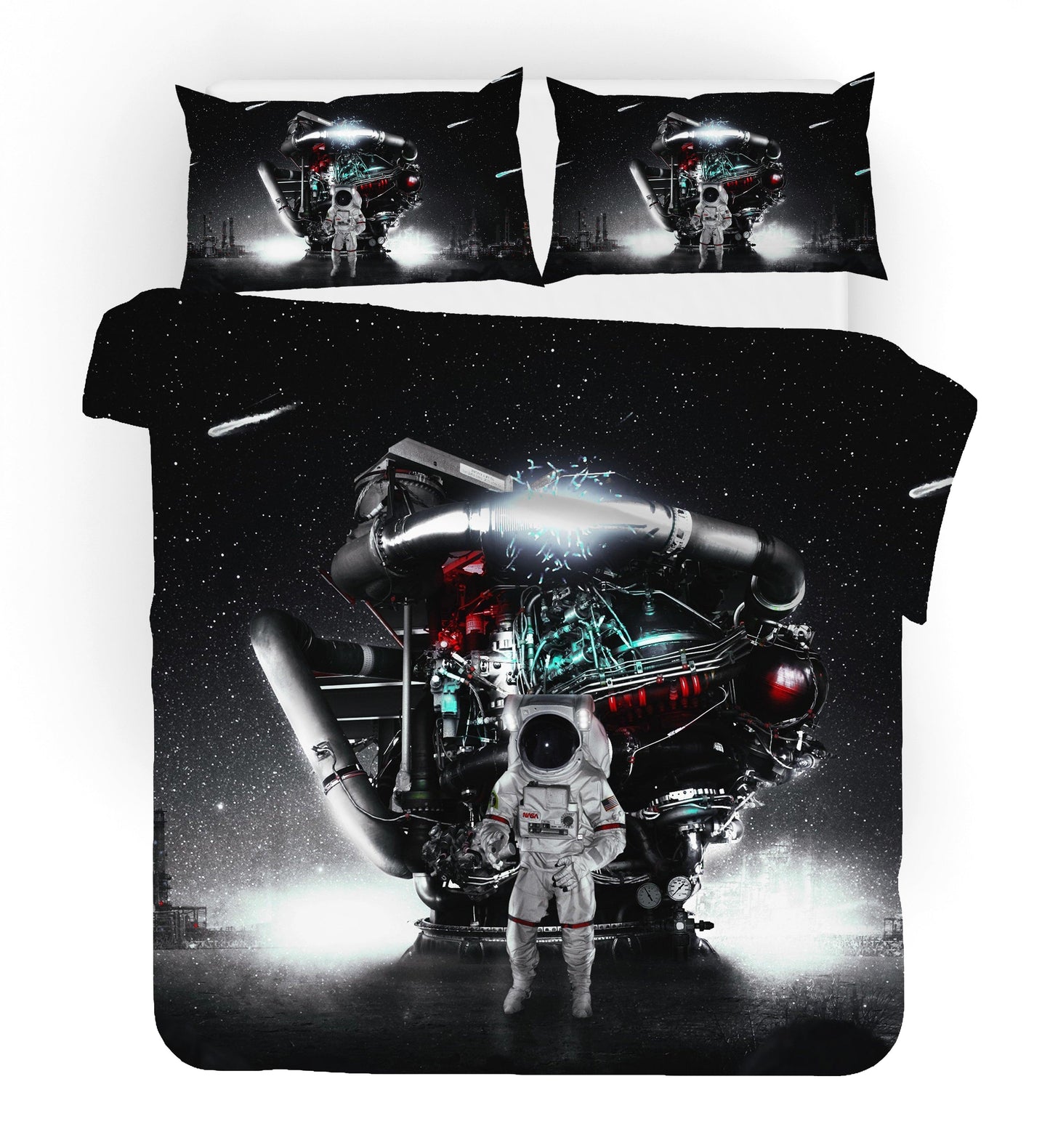 3D Black Astronaut Quilt Cover Set Bedding Set Duvet Cover Pillowcases SF47
