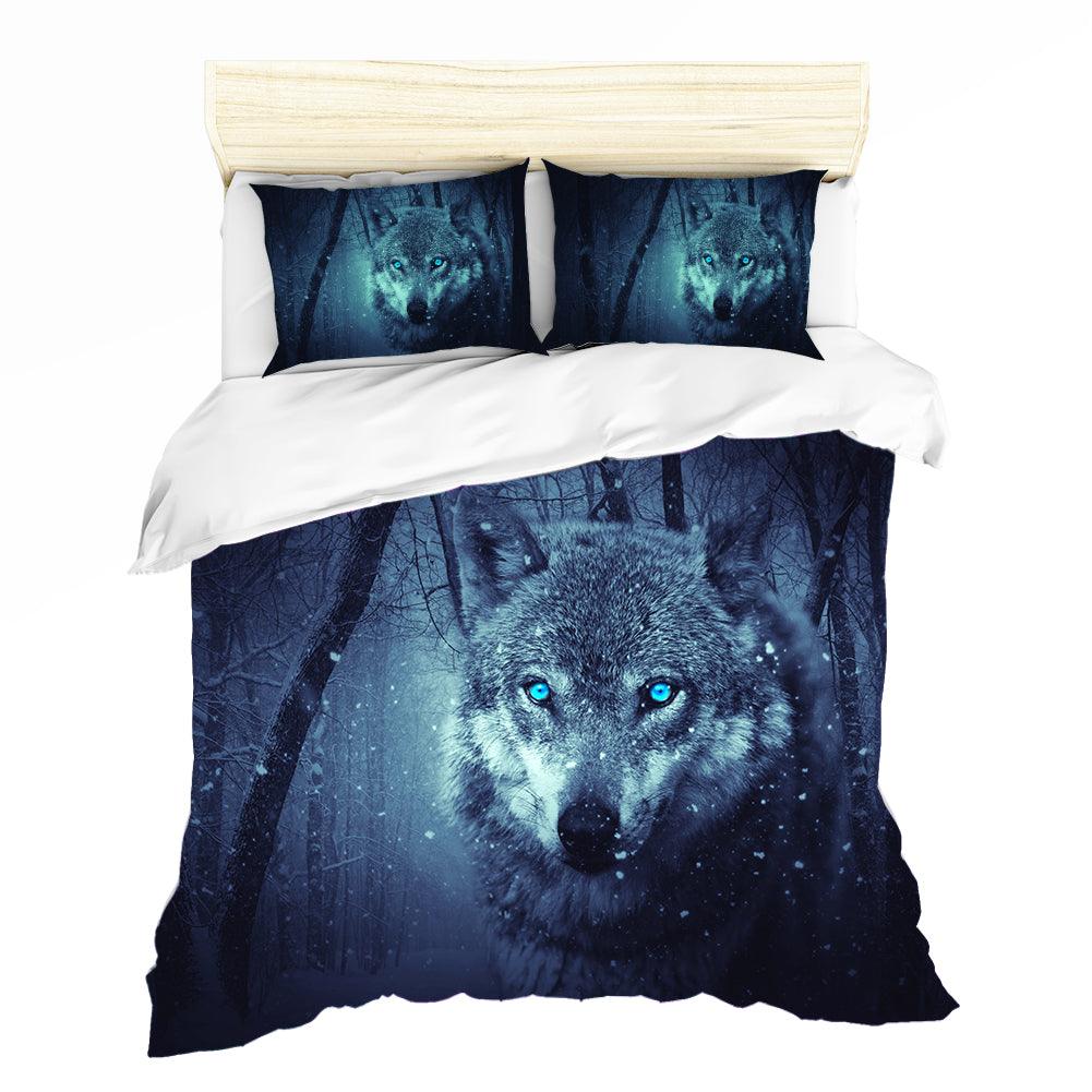 3D Blue Wolf Quilt Cover Set Bedding Set Pillowcases 97