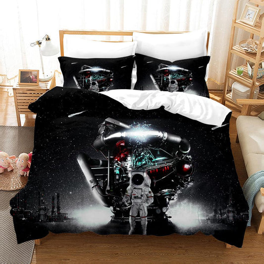 3D Black Astronaut Quilt Cover Set Bedding Set Duvet Cover Pillowcases SF47
