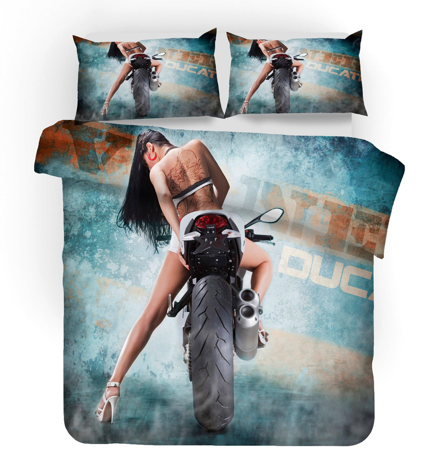 3D Blue Motorcycle Model Beauty Quilt Cover Set Bedding Set Pillowcases 86