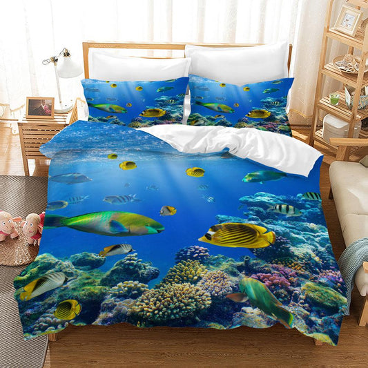 3D Blue Seabed Fish Coral Quilt Cover Set Bedding Set Pillowcases 62