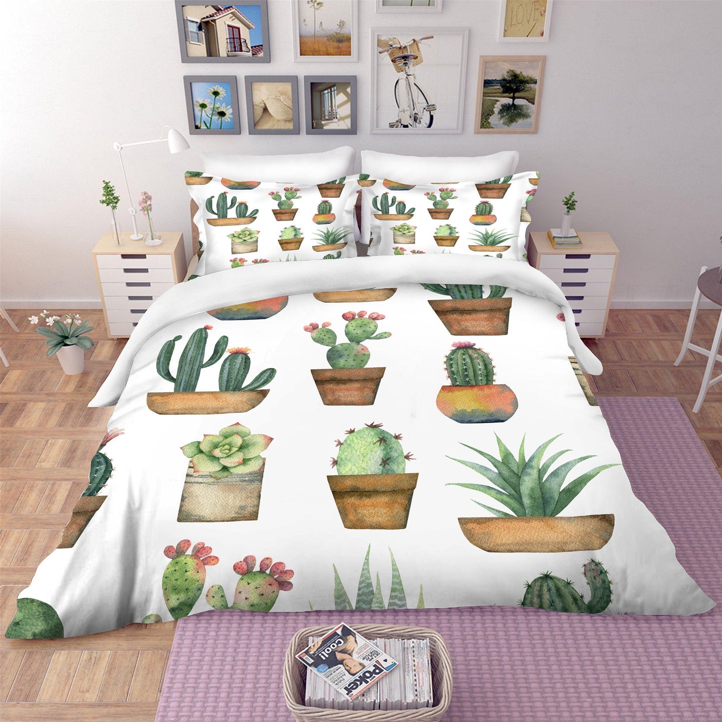 3D Cactus Potted Flower Quilt Cover Set Bedding Set Pillowcases 03