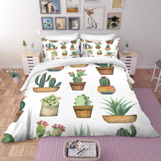 3D Cactus Potted Flower Quilt Cover Set Bedding Set Pillowcases 03