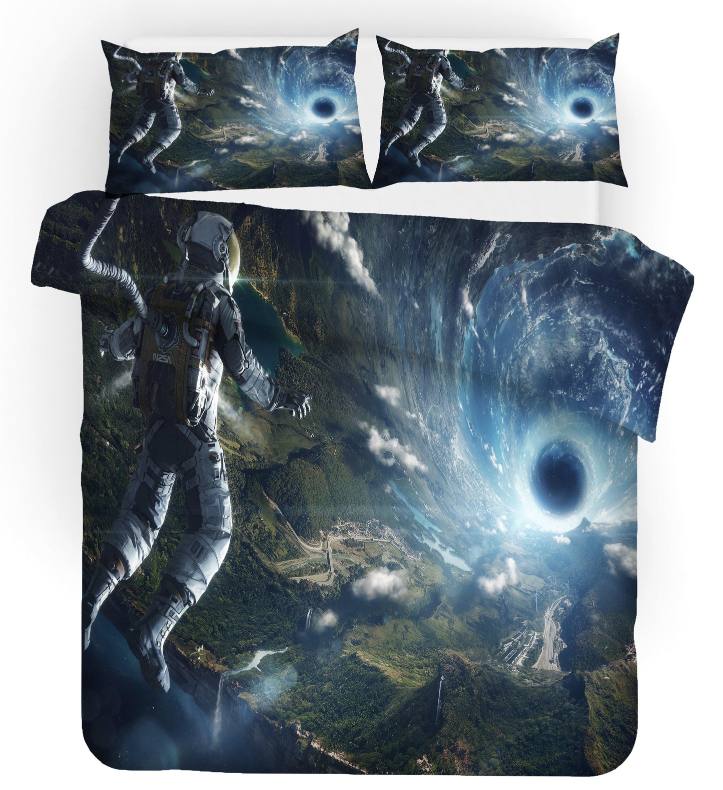 3D Blue Space Universe Astronaut Quilt Cover Set Bedding Set Pillowcases 55