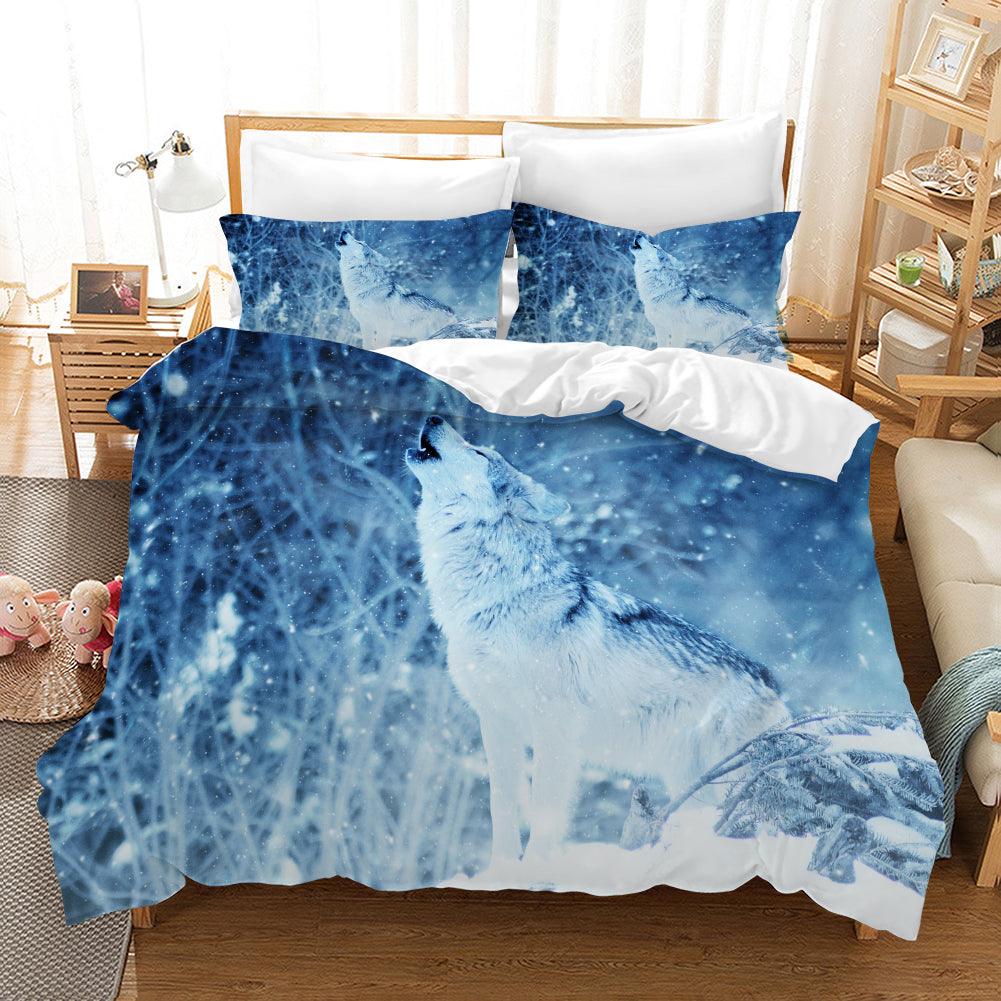 3D Blue Wolf Quilt Cover Set Bedding Set Pillowcases 31
