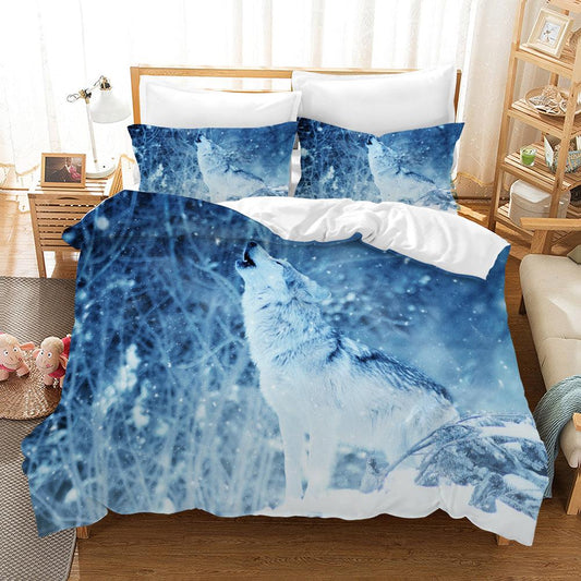 3D Blue Wolf Quilt Cover Set Bedding Set Pillowcases 31