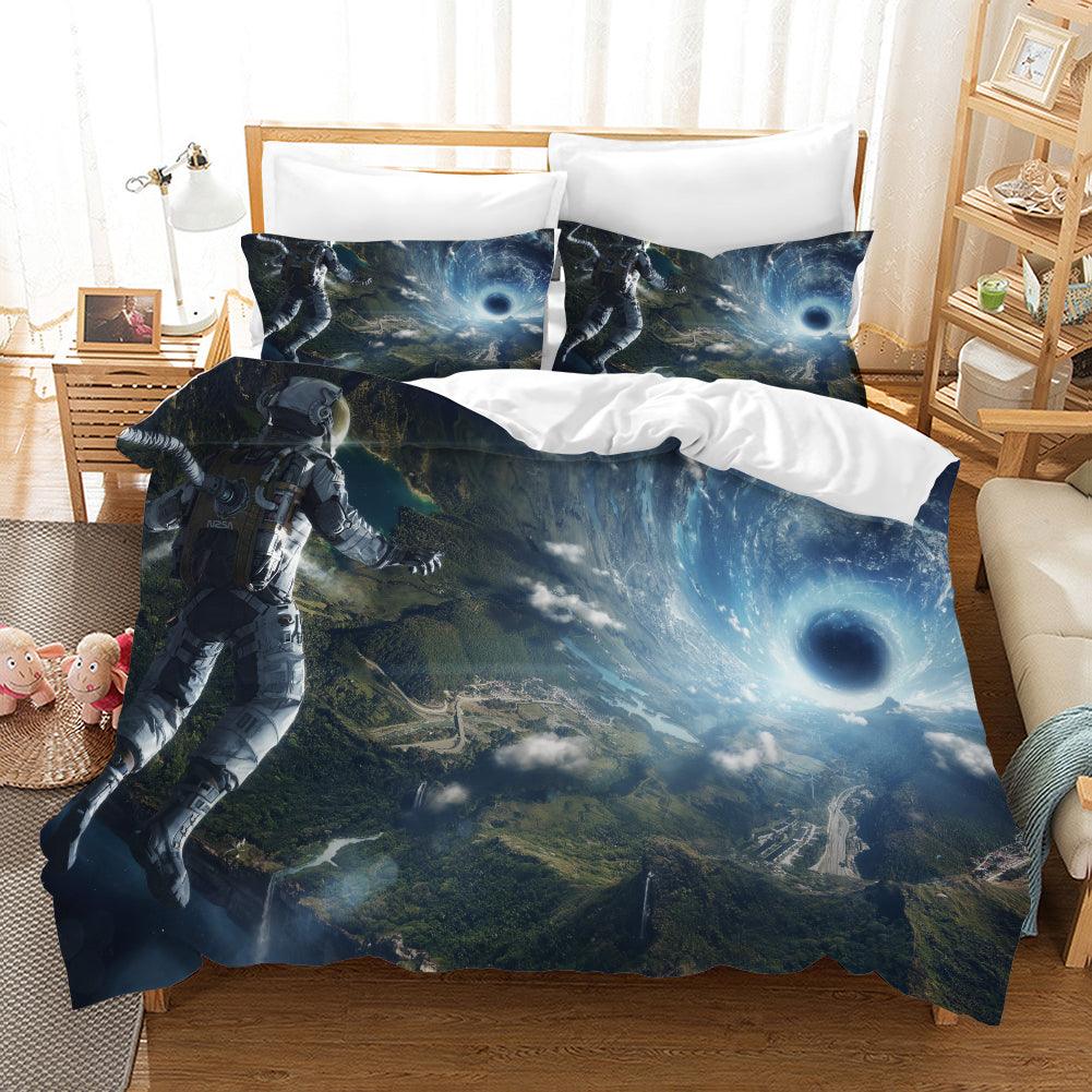 3D Blue Space Universe Astronaut Quilt Cover Set Bedding Set Pillowcases 55