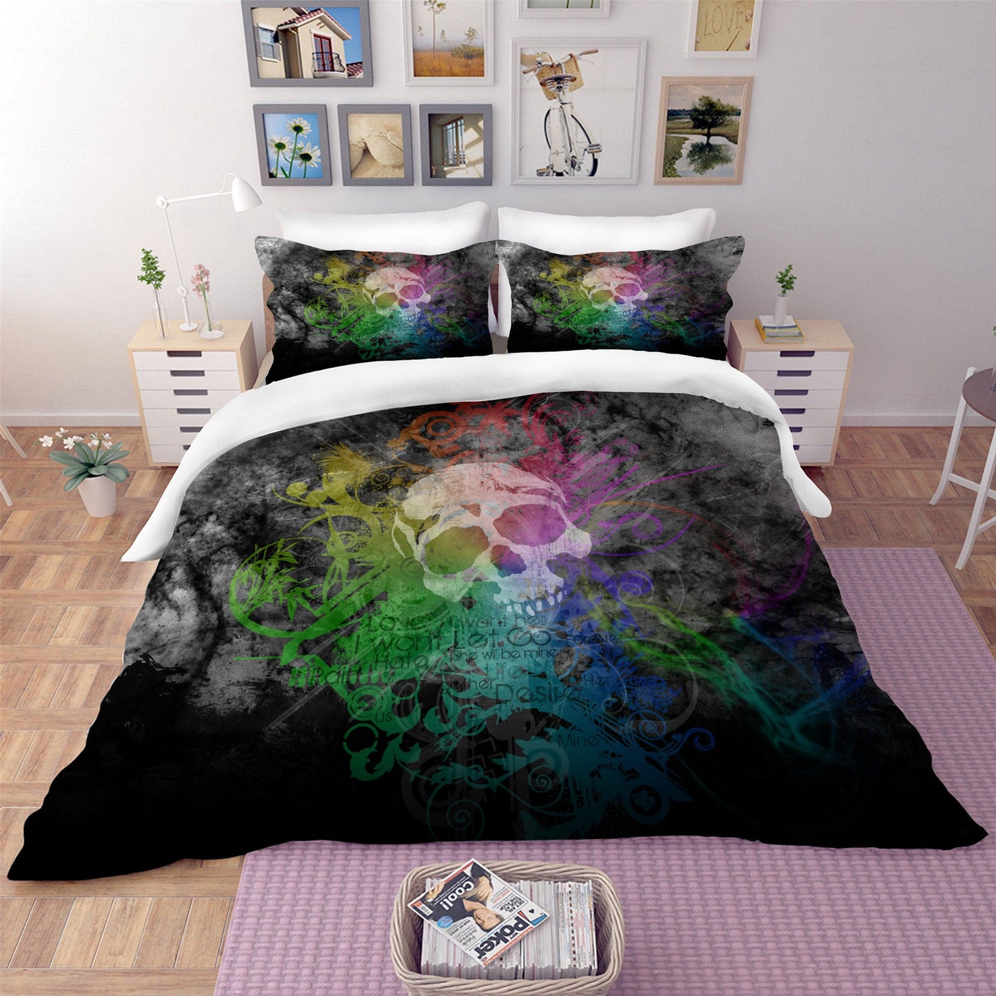3D Abstract Skull Quilt Cover Set Bedding Set Pillowcases 46