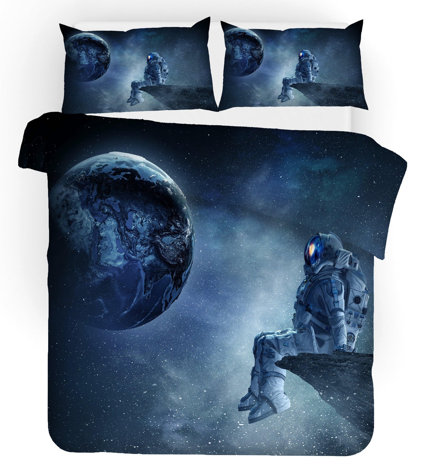 3D Blue Astronaut Planet Universe Quilt Cover Set Bedding Set Pillowcases 56