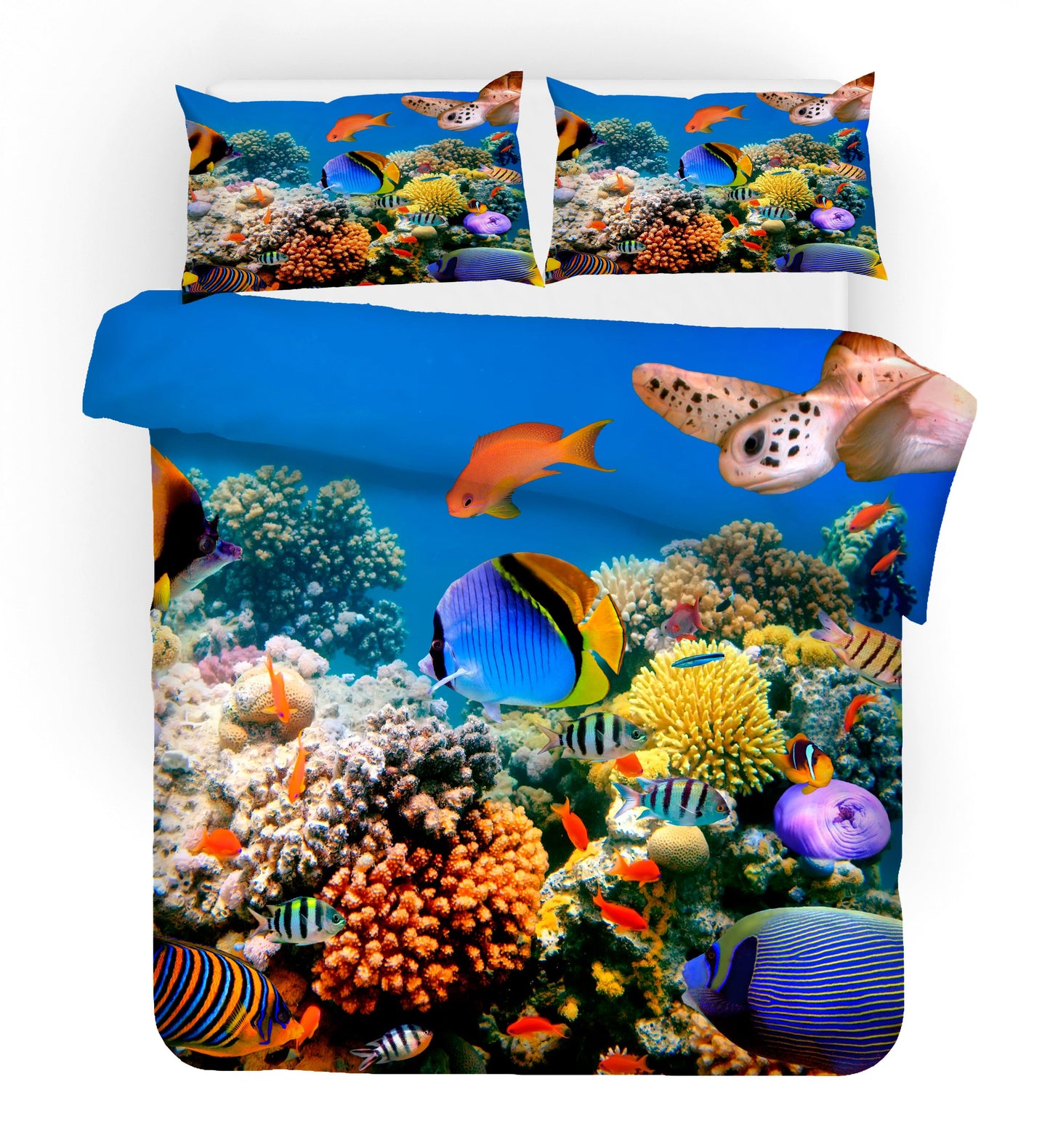 3D Blue Seabed Fish Coral Quilt Cover Set Bedding Set Pillowcases 64