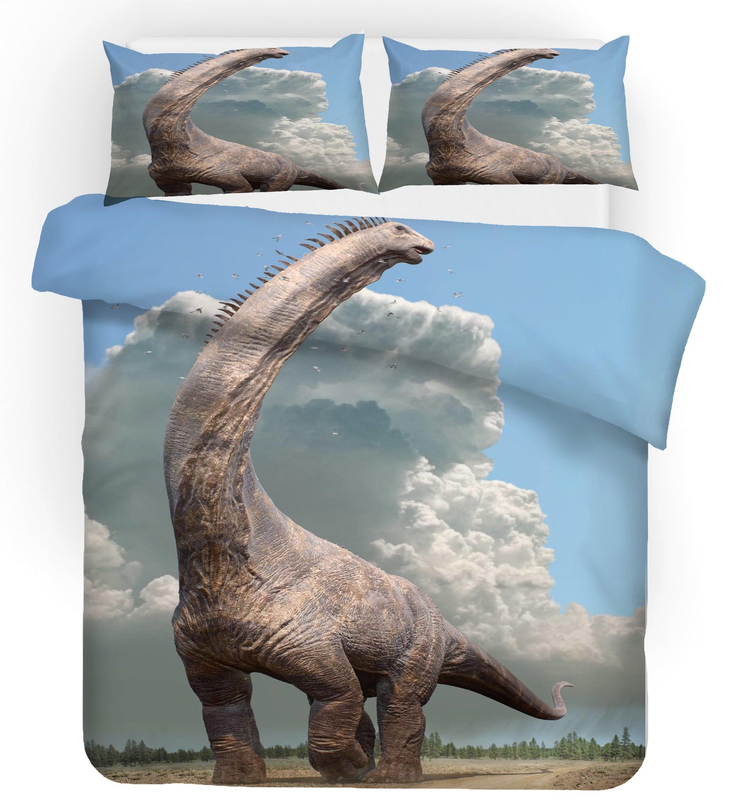 3D Blue Sky Clouds Dinosaur Quilt Cover Set Bedding Set Pillowcases 40