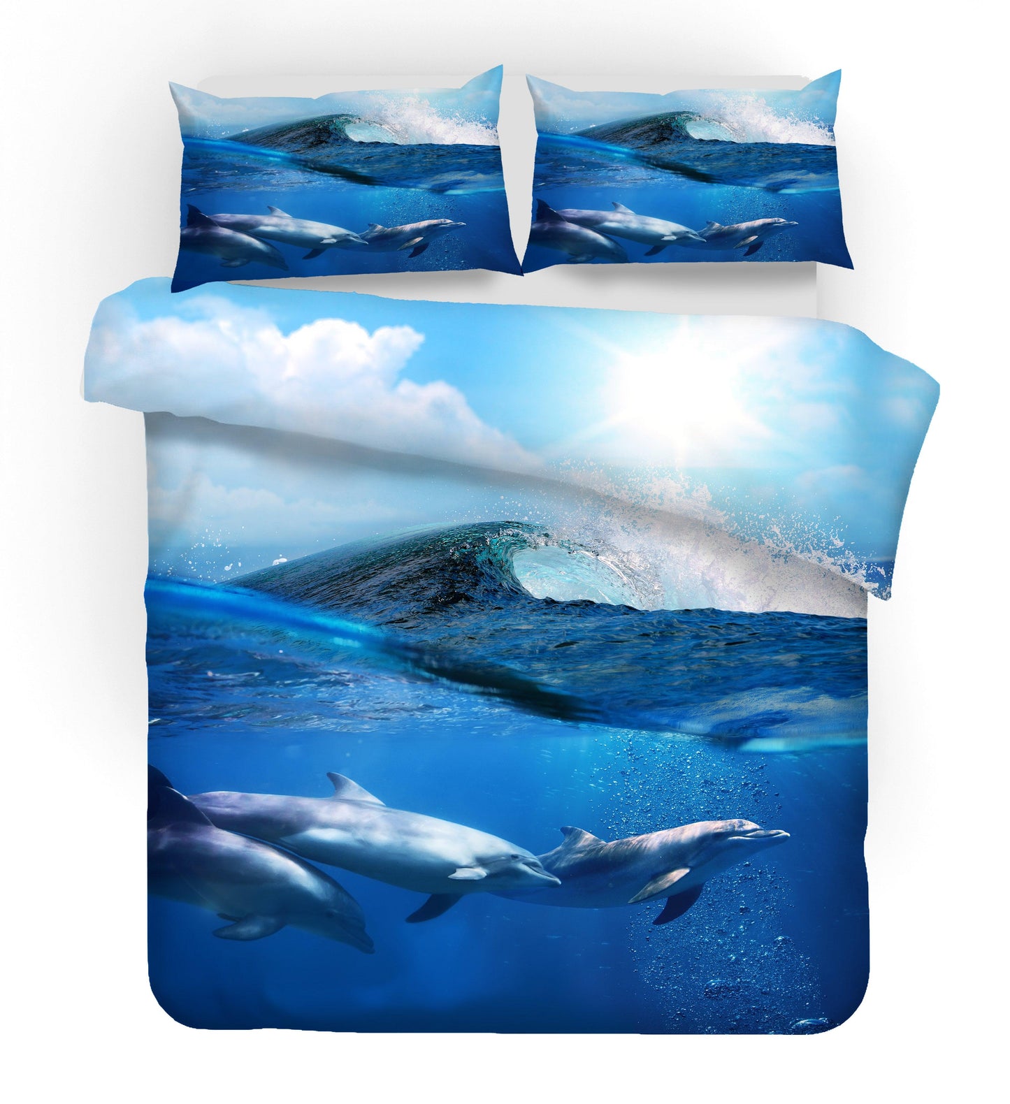 3D Blue Sky Sea Animal Dolphin Quilt Cover Set Bedding Set Duvet Cover Pillowcases 31