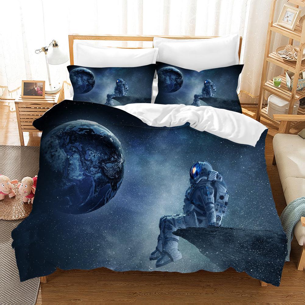 3D Blue Astronaut Planet Universe Quilt Cover Set Bedding Set Pillowcases 56