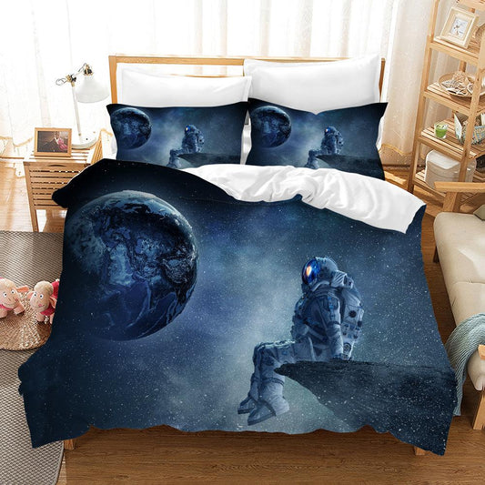 3D Blue Astronaut Planet Universe Quilt Cover Set Bedding Set Pillowcases 56