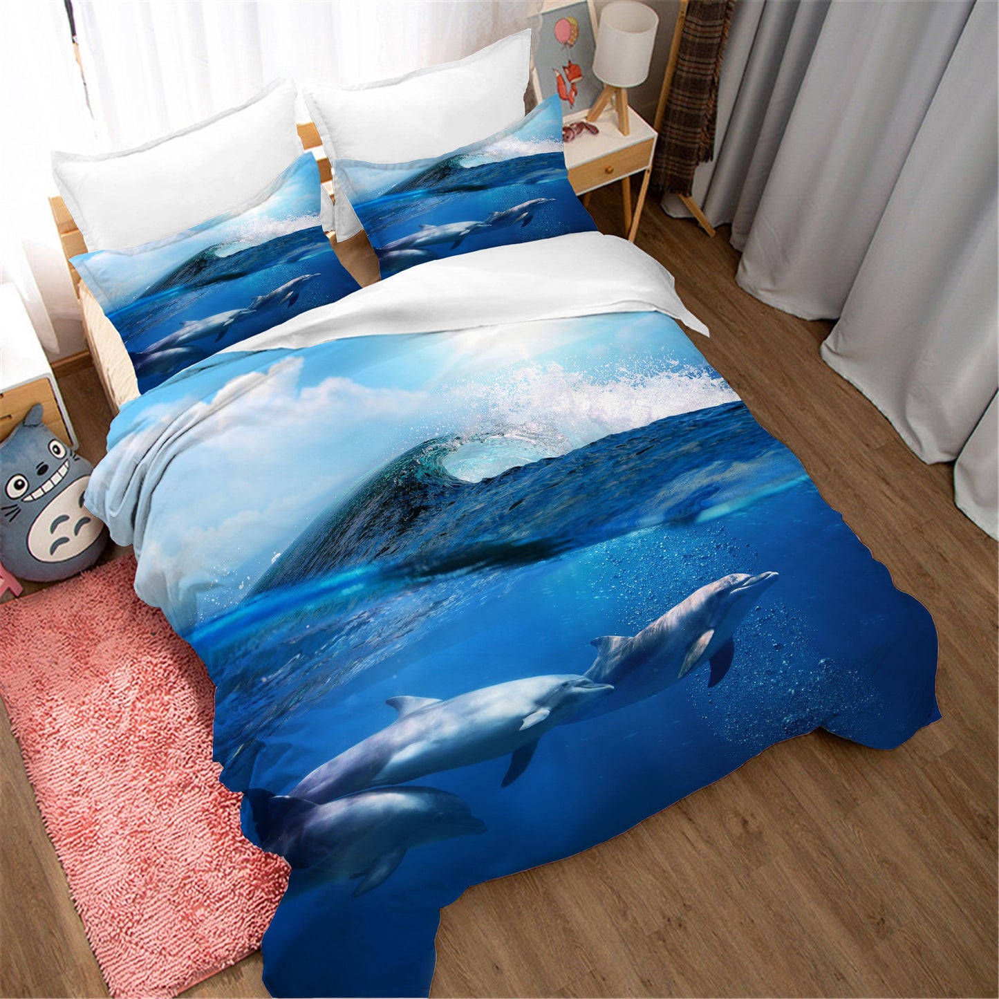 3D Blue Sky Sea Animal Dolphin Quilt Cover Set Bedding Set Duvet Cover Pillowcases 31