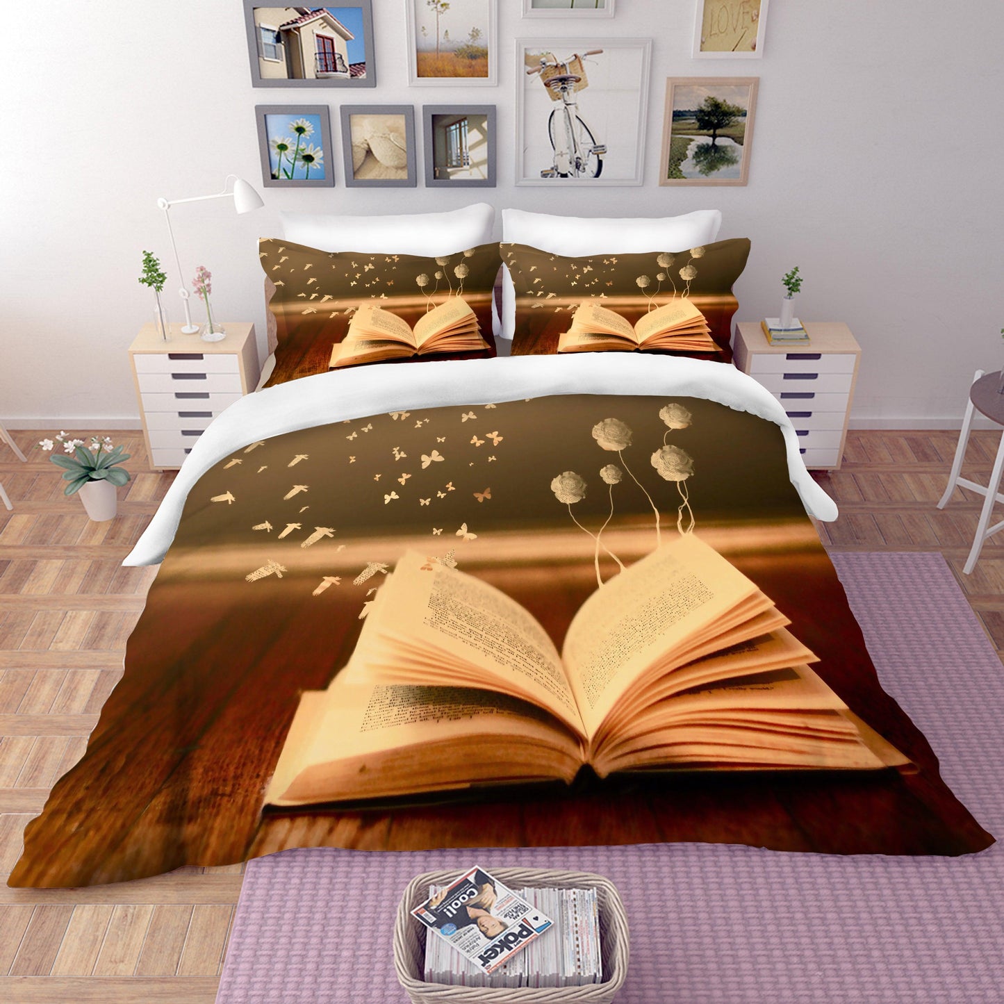 3D Book Butterfly Quilt Cover Set Bedding Set Pillowcases 69