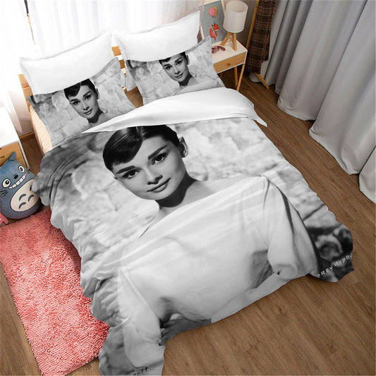 3D Audrey Hepburn  Quilt Cover Set Bedding Set Duvet Cover Pillowcases SF27