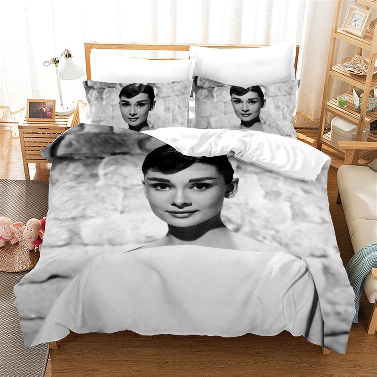 3D Audrey Hepburn  Quilt Cover Set Bedding Set Duvet Cover Pillowcases SF27