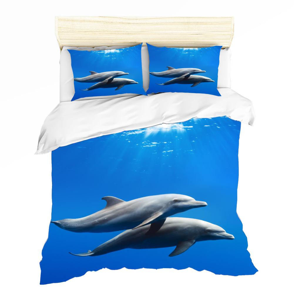 3D Blue Dolphin Quilt Cover Set Bedding Set Pillowcases 105