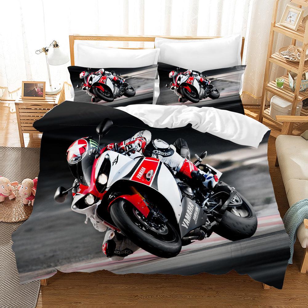 3D Black Red Motorcycle Rider Quilt Cover Set Bedding Set Pillowcases 89