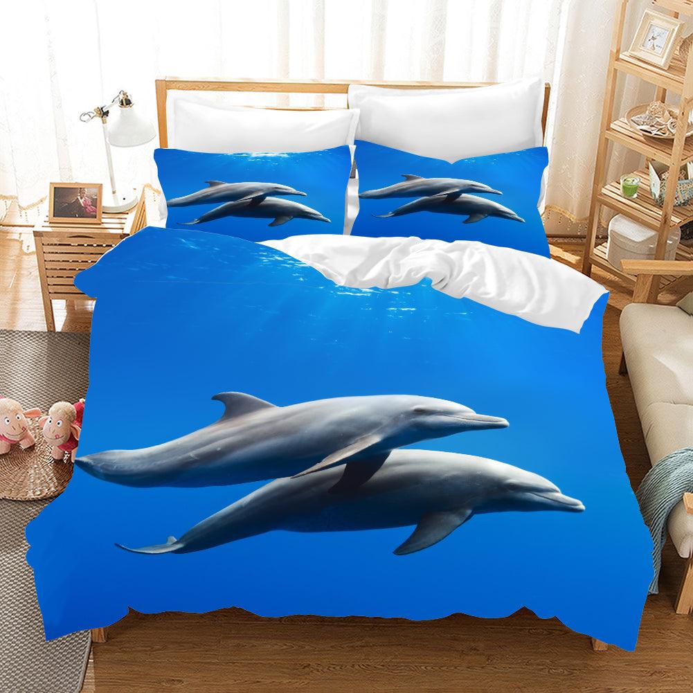 3D Blue Dolphin Quilt Cover Set Bedding Set Pillowcases 105