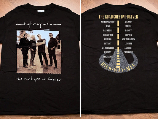 The Highwaymen The Road Goes On Forever Tour 1995 T-Shirt, The Highwaymen T-Shirt
