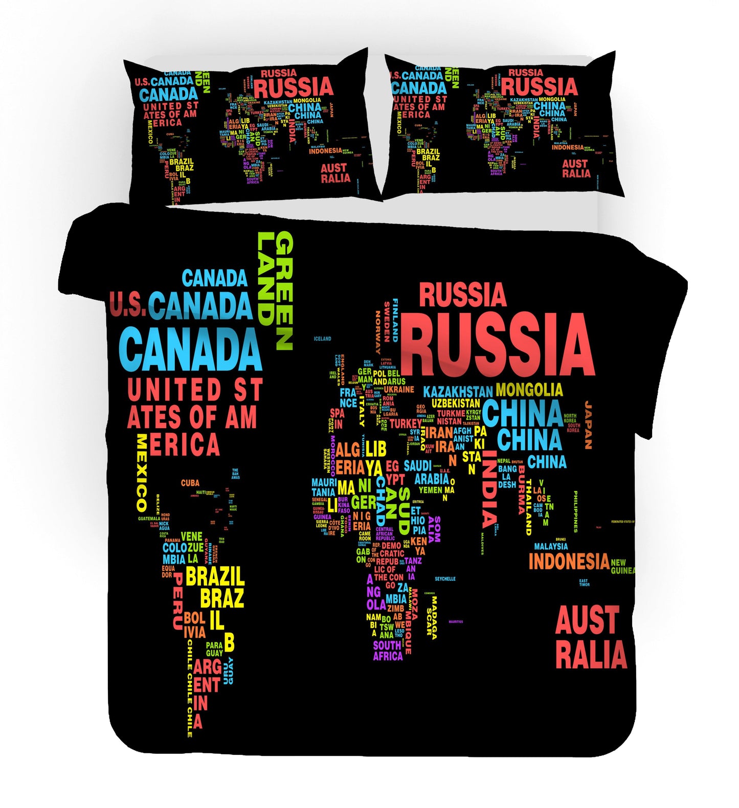3D Black World Map Quilt Cover Set Bedding Set Pillowcases 71