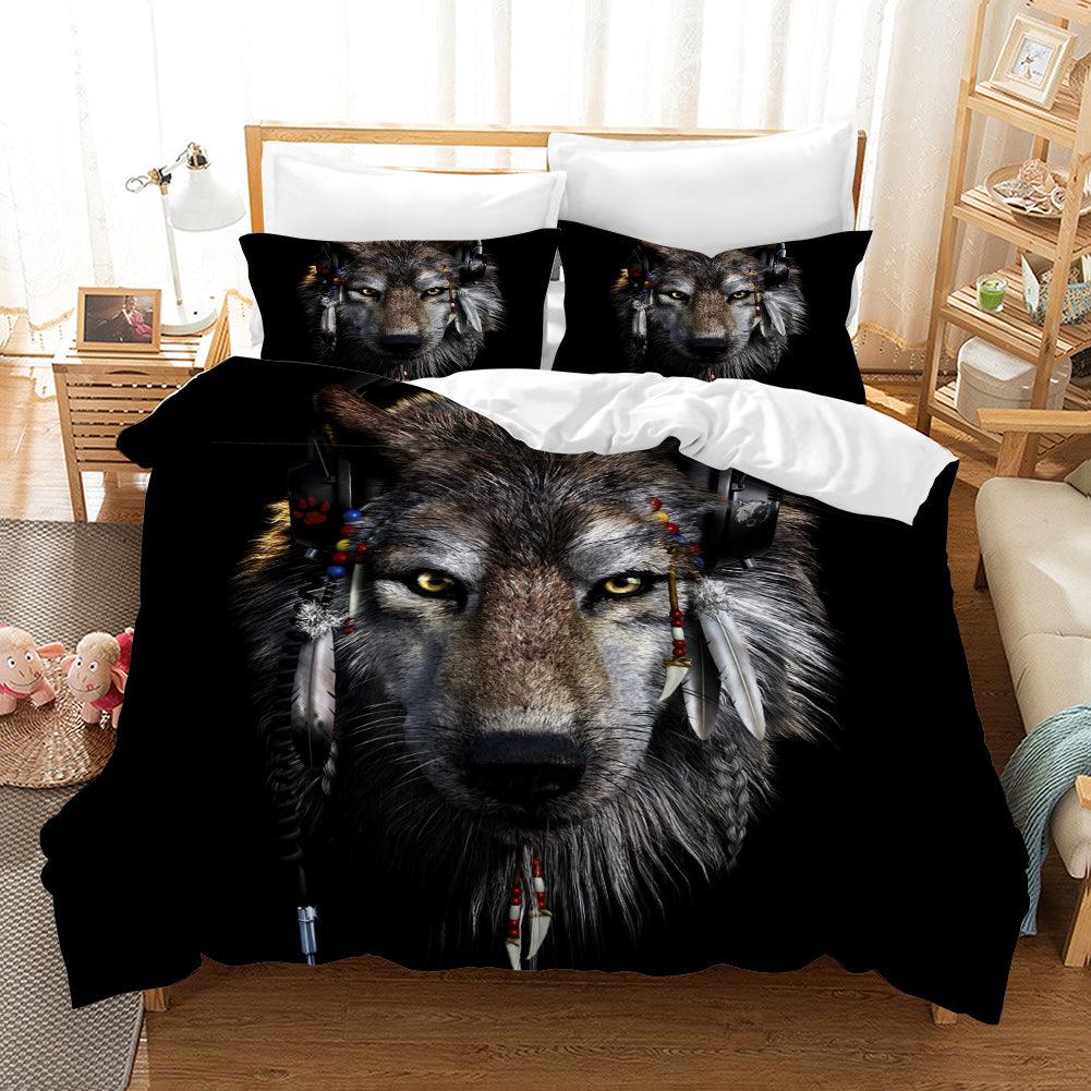 3D Black Wolf Quilt Cover Set Bedding Set Pillowcases 34