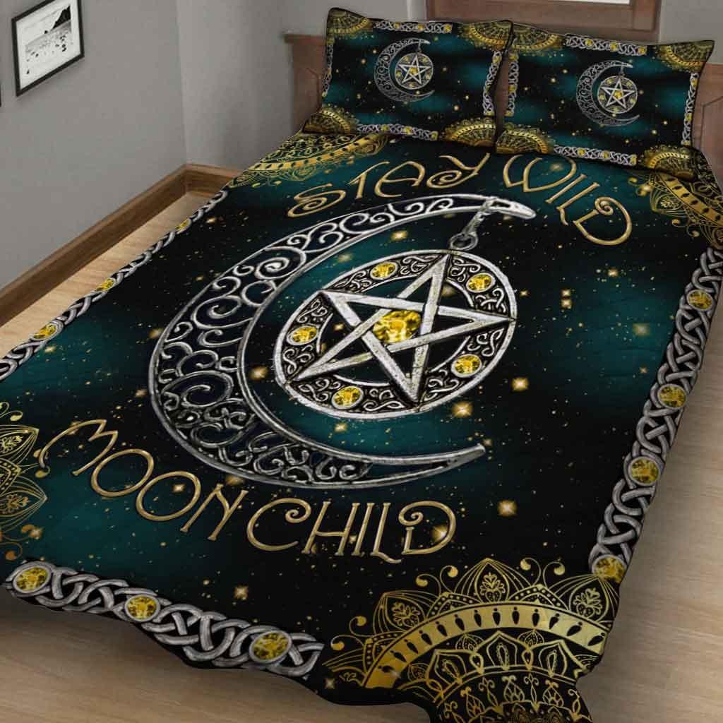 Custom Stay Wild Moon Child Witch - Personalized Quilt Bedding Set