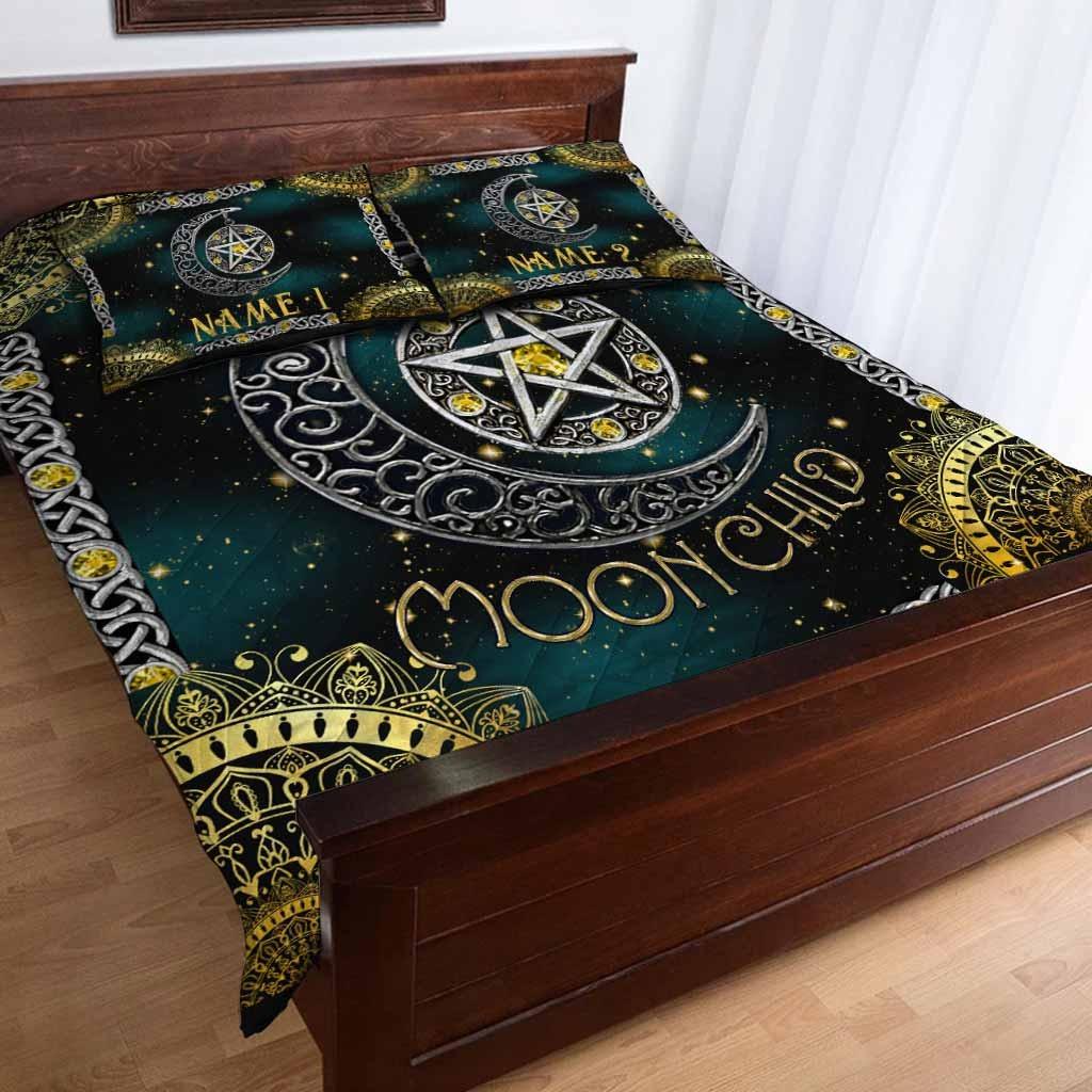 Custom Stay Wild Moon Child Witch - Personalized Quilt Bedding Set