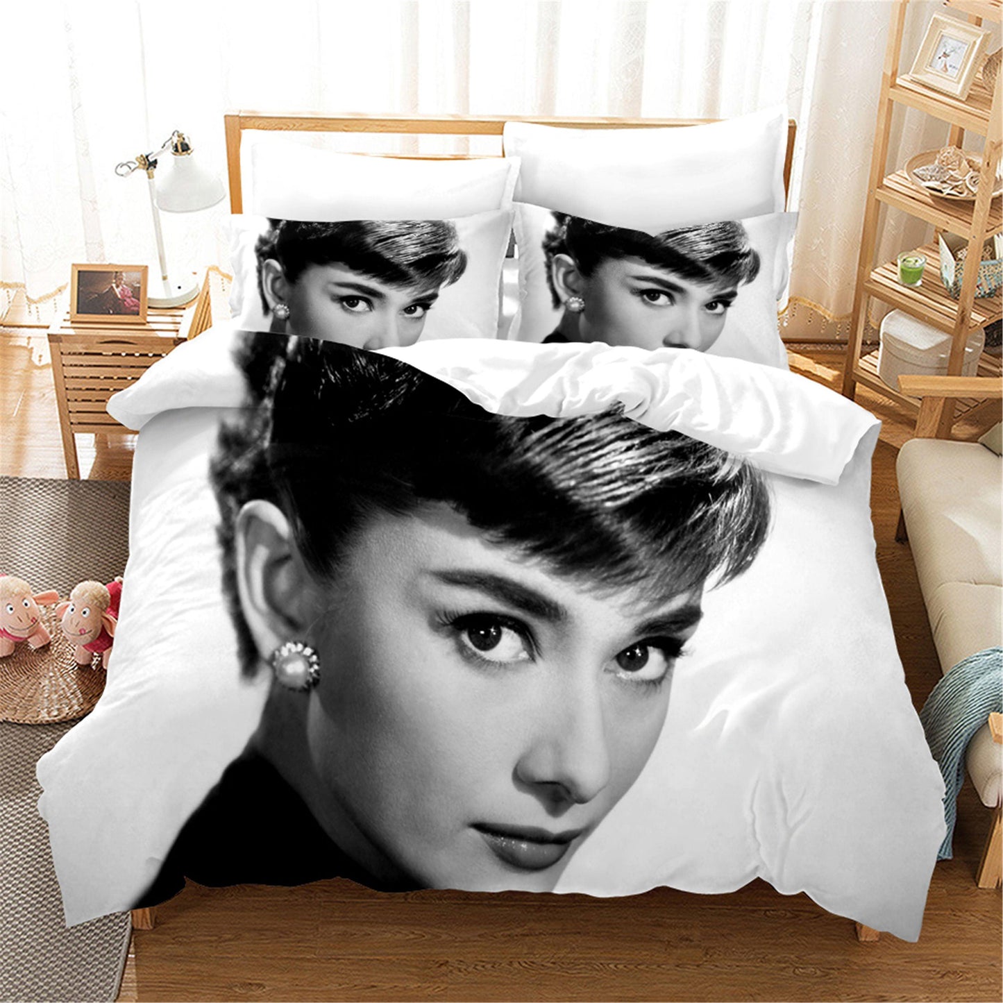 3D Audrey Hepburn Quilt Cover Set Bedding Set Duvet Cover Pillowcases SF29