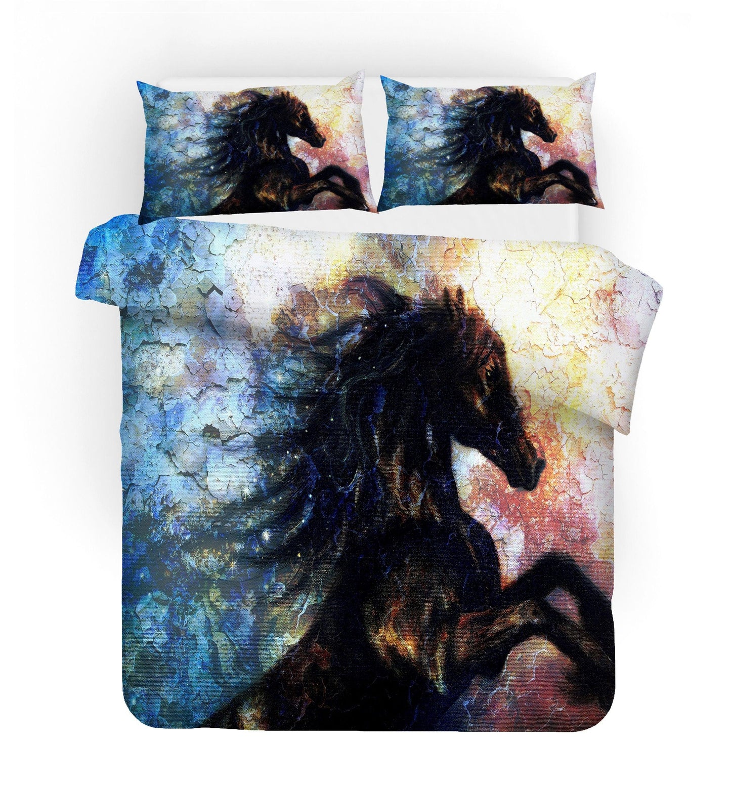 3D Black Abstract Horse Quilt Cover Set Bedding Set Pillowcases 33