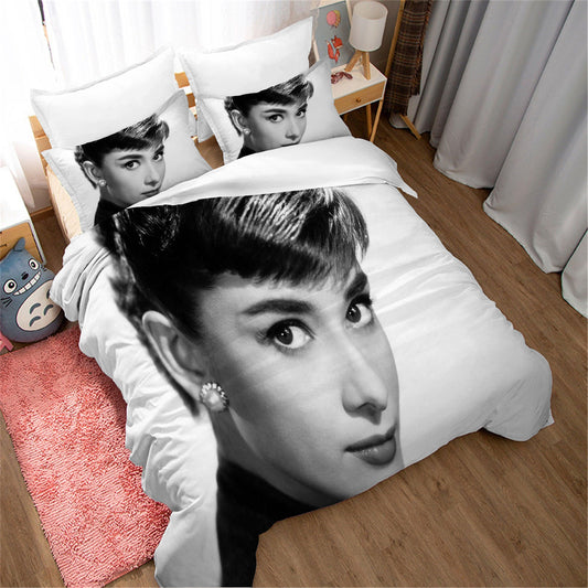3D Audrey Hepburn Quilt Cover Set Bedding Set Duvet Cover Pillowcases SF29